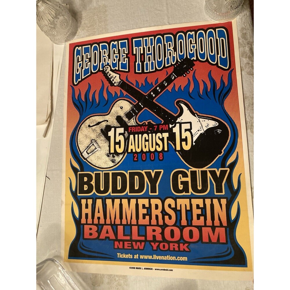 George Thorogood & Buddy Guy 2008 original tour poster Hammerstein Ballroom NYC